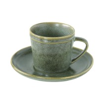 Ceasca ceai cu farfurie, ceramica, 225ml, "Essential", Verde - Nuova R2S