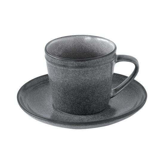 Ceasca ceai cu farfurie, ceramica, 225ml, "Essential", Gri - Nuova R2S