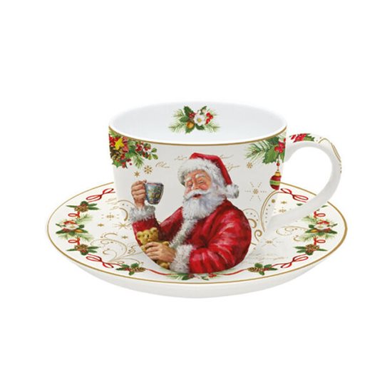 Ceasca ceai, cu farfurioara, 200ml, "Magic Christmas", Rosu - Nuova R2S