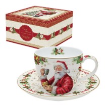 Ceasca ceai, cu farfurioara, 200ml, "Magic Christmas", Rosu - Nuova R2S