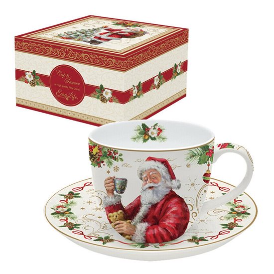 Ceasca ceai 200 ml cu farfurioara "Magic Christmas", Rosu - Nuova R2S
