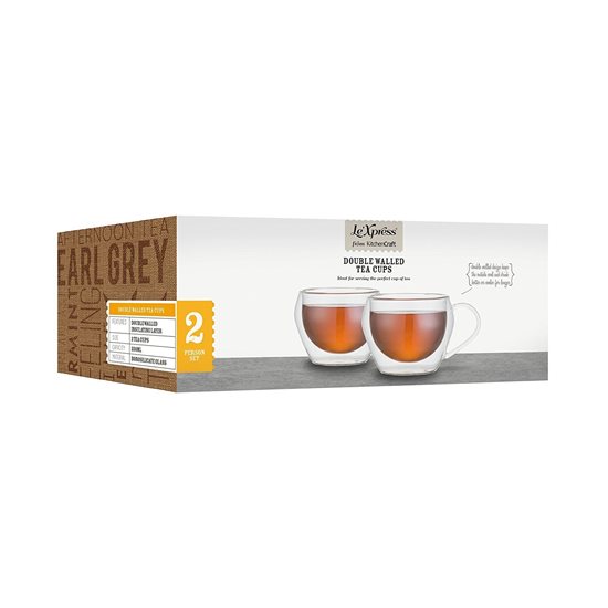 Set 2 cesti ceai, cu perete dublu, 230ml, LE’XPRESS - Kitchen Craft