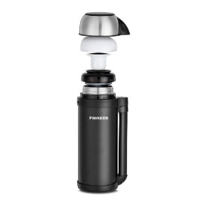 Termos vacuum, inox, 1,8 L, "Pioneer", Negru - Grunwerg
