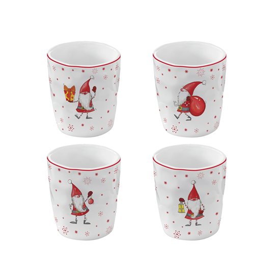 Set 4 cani portelan, 120 ml "Christmas Gnomes" - Nuova R2S