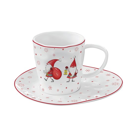 Ceasca ceai portelan 250 ml cu farfurioara "Christmas Gnomes" - Nuova R2S
