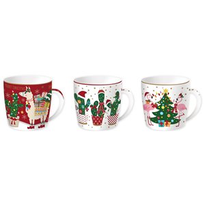 Cana portelan, 350 ml, "Fancy Christmas", Rosu - Nuova R2S