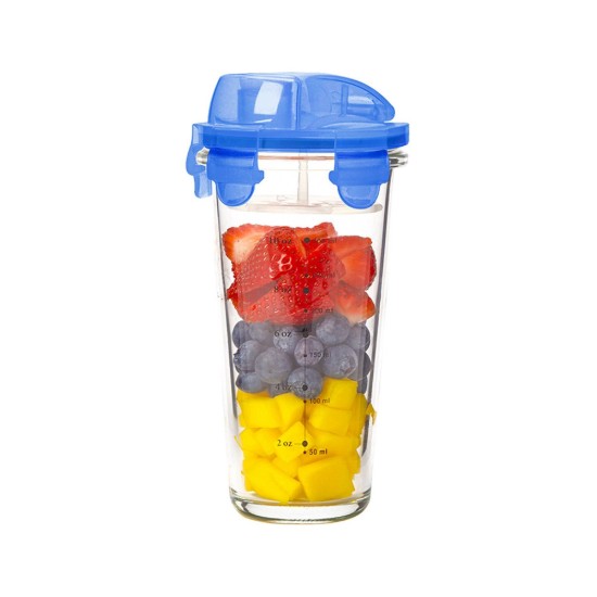 Shaker cocktail, sticla, 450 ml, Albastru - Glasslock