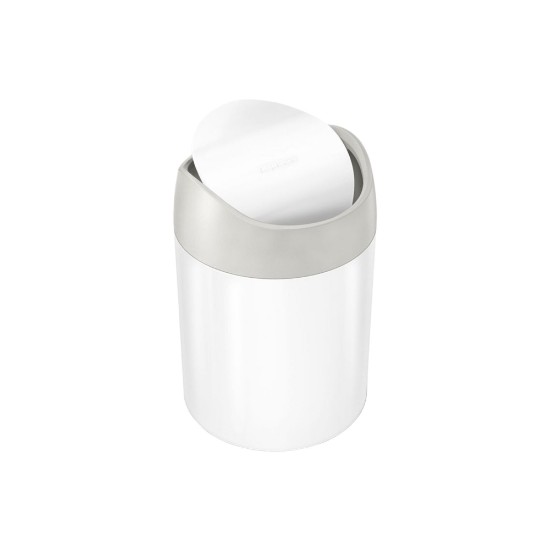 Mini-cos de gunoi pentru masa, 1,5 L, White Steel - simplehuman