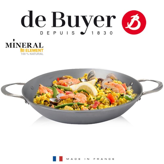Tigaie paella, otel, 32cm, "Mineral B" - de Buyer