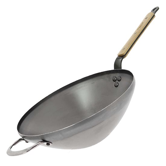 Tigaie wok, otel, 32cm, "Mineral B Bois" - de Buyer