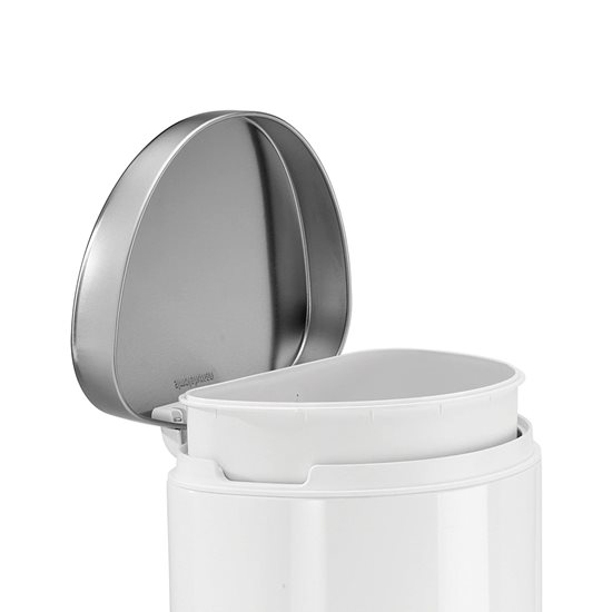 Cos de gunoi semi-rotund, cu pedala, 10 L, White Steel - simplehuman