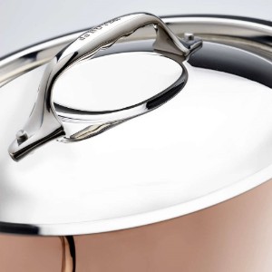 Oala cupru-inox, cu capac, 24cm/5,4L, "Inocuivre" - de Buyer