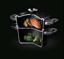 Set 3 piese pentru gatit la aburi, aluminiu, 24cm/4,5L - AMT Gastroguss