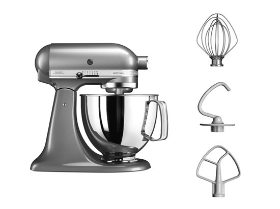 Mixer cu bol 4.8L, Artisan, Model 125, Contour Silver - KitchenAid