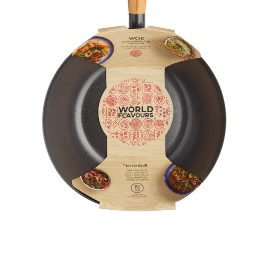 Tigaie wok, otel-carbon, 25 cm - Kitchen Craft