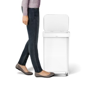 Cos de gunoi, dreptunghiular, cu pedala 45 L, Alb - simplehuman