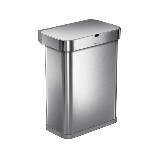 Cos de gunoi, dreptunghiular, 58 L, cu senzor si control vocal, Stainless Steel - simplehuman