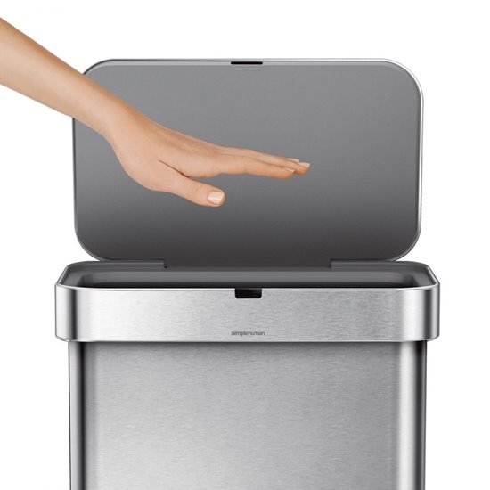 Cos de gunoi, dreptunghiular, 58 L, cu senzor si control vocal, Stainless Steel - simplehuman