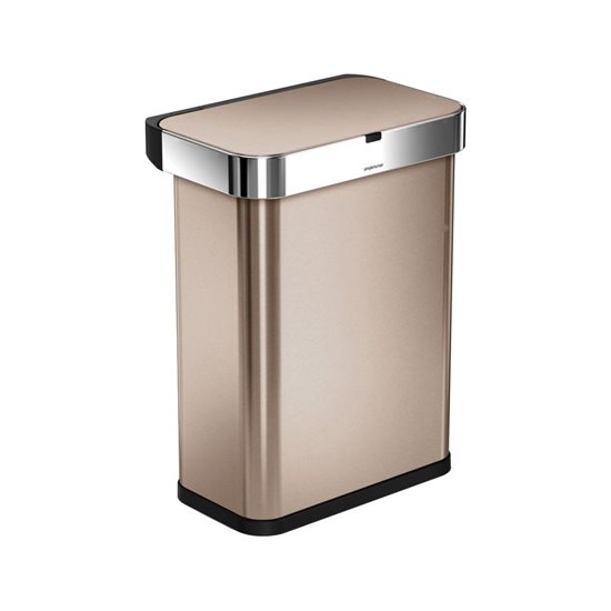 Cos de gunoi, dreptunghiular, cu senzor si control vocal, 58 L, Rose Gold - simplehuman