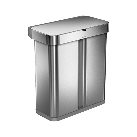 Cos de gunoi, dublu compartimentat, 58 L, cu senzor si control vocal, inox - simplehuman