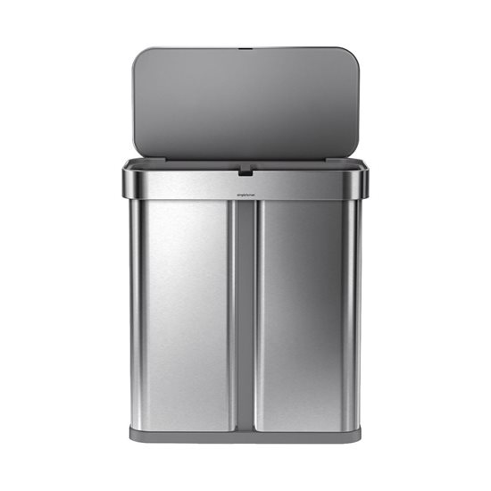 Cos de gunoi, dublu compartimentat, 58 L, cu senzor si control vocal, inox - simplehuman