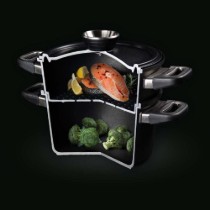 Set 3 piese pentru gatit la aburi, aluminiu, 33x26cm/6L, inductie - AMT Gastroguss