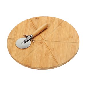 Platou servire pizza cu feliator, 32 cm, bambus - Kesper
