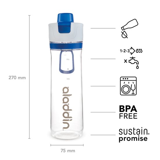 Sticla plastic, 800ml, "Active Hydration", Albastru - Aladdin