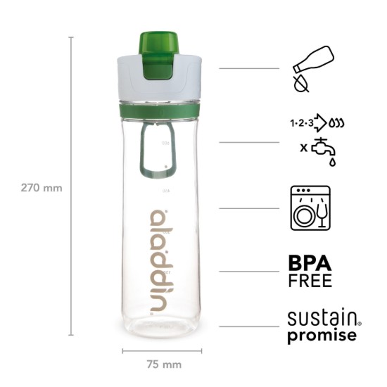 Sticla plastic, 800ml, "Active Hydration", Verde - Aladdin