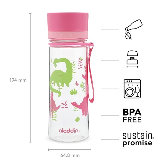 Sticla plastic, 350ml, "Aveo", Roz - Aladdin