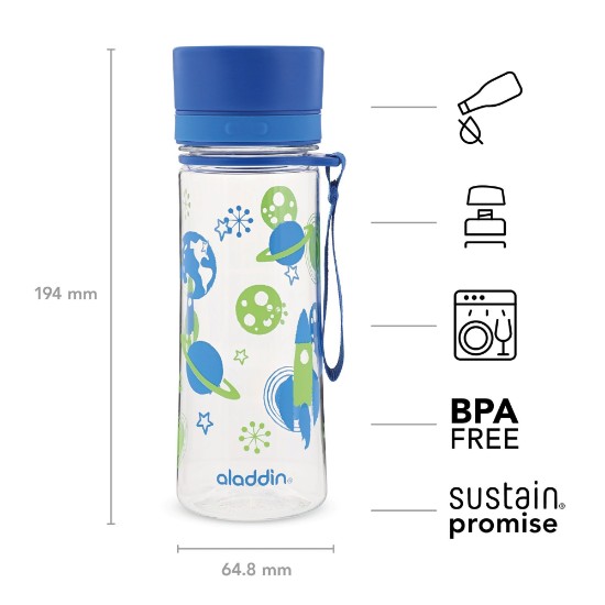 Sticla plastic, 350ml, "Aveo", Albastru- Aladdin
