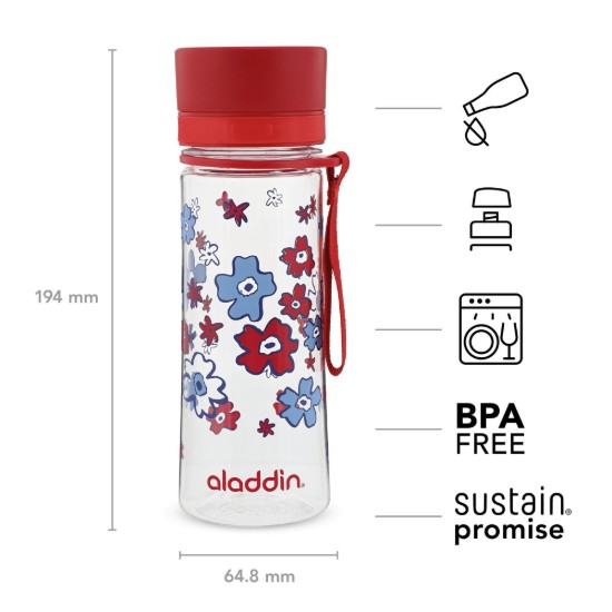 Sticla plastic, 350ml, "Aveo", Rosu - Aladdin