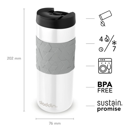 Cana termos, 470ml, "Easy-Grip Leak-Lock", Alb - Aladdin