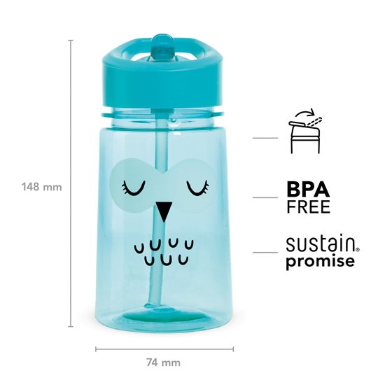 Sticla apa, plastic, 430ml, "Zoo Flip & Sip", model bufnita - Aladdin