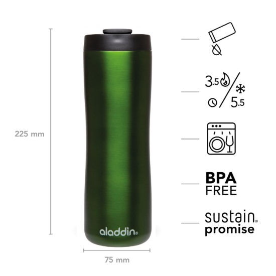 Cana termos, 470ml, Verde - Aladdin