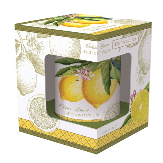 Cana cu capac si infuzor metalic, portelan, 300ml "Jardin Botanique - Lemon" - Nuova R2S