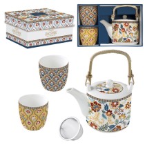 Ceainic portelan, 600ml, cu infuzor si 2 cani, "Paisley Abundance" - Nuova R2S