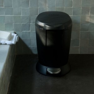 Cos de gunoi rotund, cu pedala, 6 L, plastic, Negru  - simplehuman