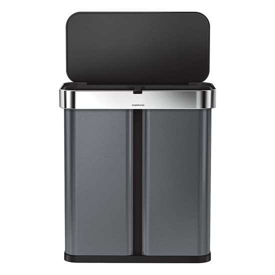 Cos de gunoi, dublu compartimentat, cu senzor si control vocal, 58 L, Black - simplehuman