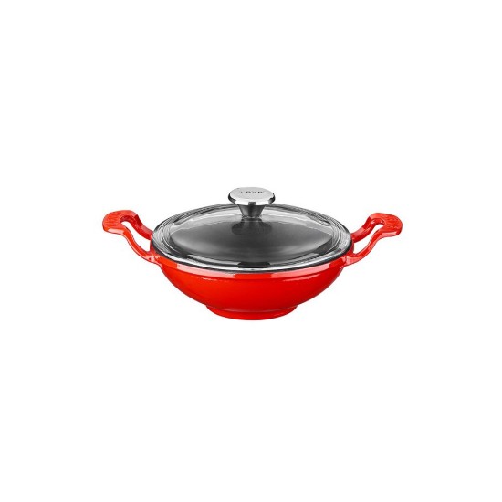 Tigaie wok cu capac sticla, fonta, 16cm, Rosu - LAVA