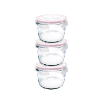 Set 3 caserole rotunde, sticla, 165ml - Glasslock