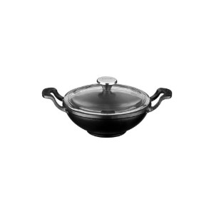 Tigaie wok cu capac sticla, fonta, 16 cm, Negru - LAVA