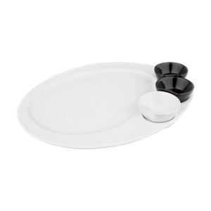 Platou cu 3 boluri pentru sos, portelan, 34 x 28 cm - Viejo Valle