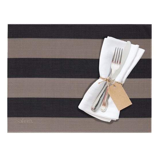 Suport farfurii (napron) "Stripes", 42 x 32 cm, vinil, bej/negru - Saleen