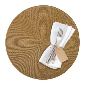 Suport farfurii (napron) rotund, 38x38 cm, vinil, Bej, "Circle" - Saleen
