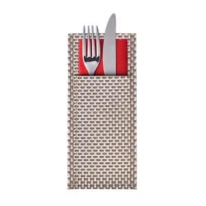 Set 6 suporturi pentru tacamuri, plastic, 24 x 9 cm, "Elegance", auriu/gri - Saleen