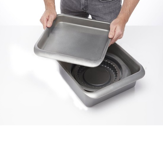 Set tavi antiaderente, 7 piese, otel carbon, "Master Class" - Kitchen Craft