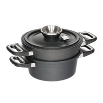 Set 3 piese pentru gatit la aburi, aluminiu, 33x26cm/6L - AMT Gastroguss