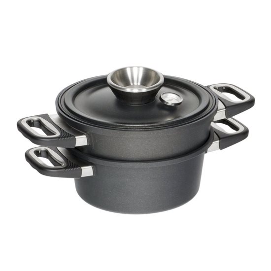 Set 3 piese pentru gatit la aburi, aluminiu, 33x26cm/6L, inductie - AMT Gastroguss