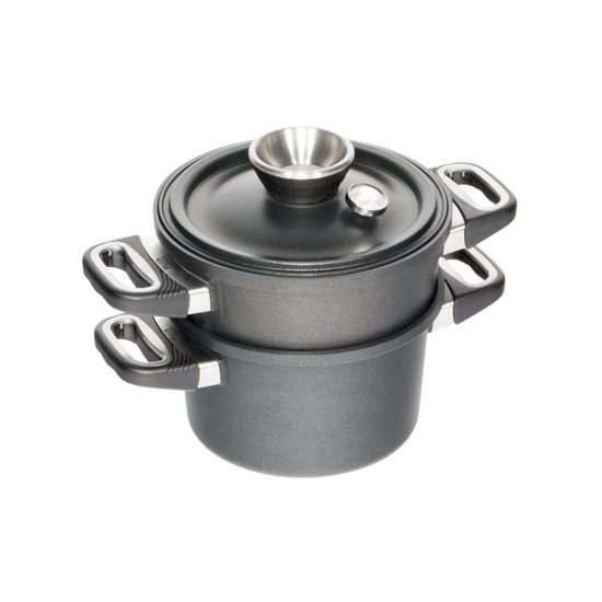 Set 3 piese pentru gatit la aburi, aluminiu, 20cm/3L - AMT Gastroguss